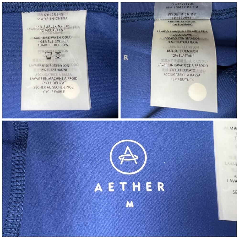 Aether High Rise Crop Leggings Blue Colorblock Size M Compression Performance - Picture 3 of 9